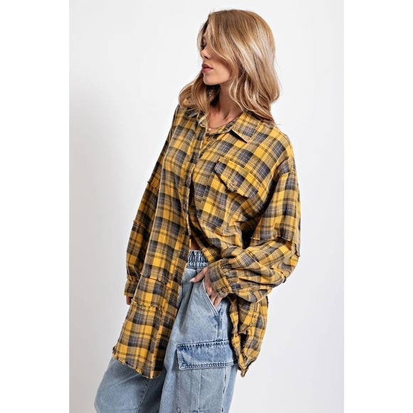 Mineral Washed Plaid Shirt - Picture 4 of 9